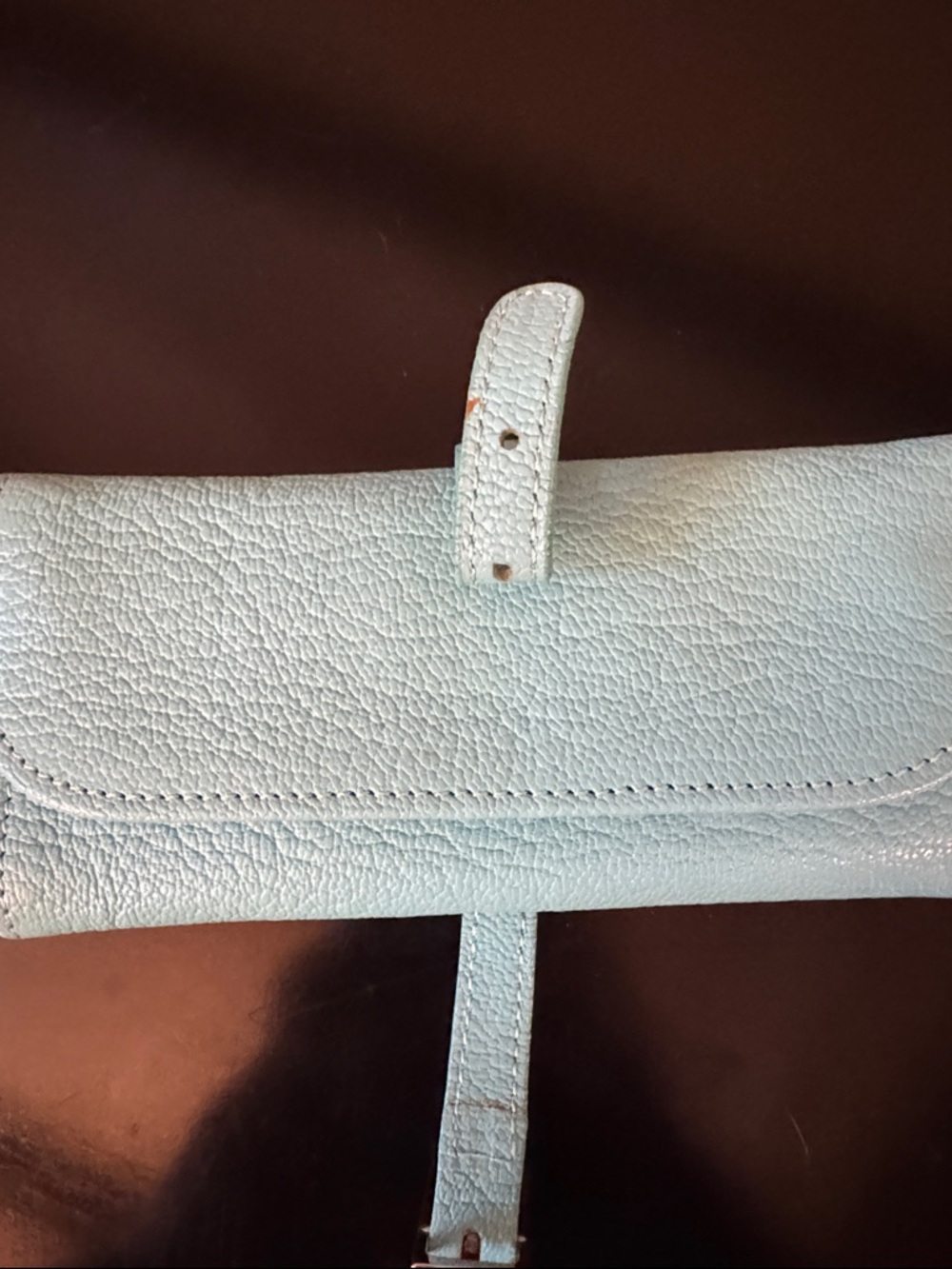 Tiffany & Co. Pebbled Leather Clutch in Pale Blue